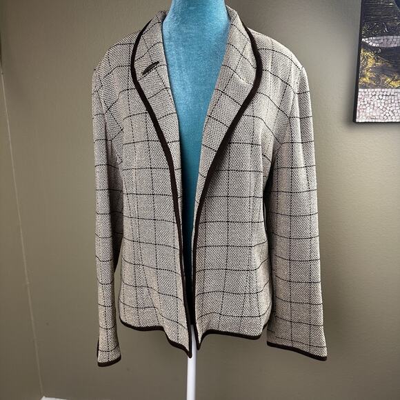 Katherine Kelly Women 14 coat Blazer One top button Beige Brown Wool Cotton - Picture 7 of 16